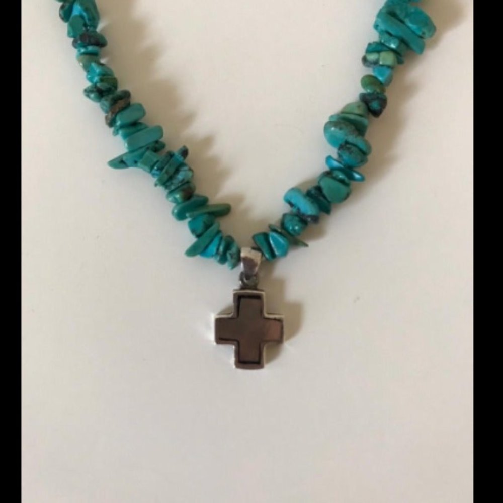 925 Vintage natural Turquoise Stones Necklace